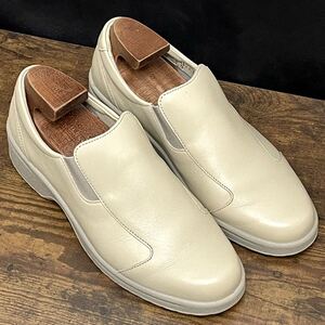 【美品◎/日本製】ecco エコー レザースリッポン アイボリー EU38 24.5cm カジュアルシューズ