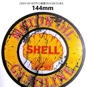 GW27-F05 特価 ヴィンテージスタイル SHELL シェル オイルステッカー ガソリンステッカー ダメージ加工 レトロ ガレージ デカール