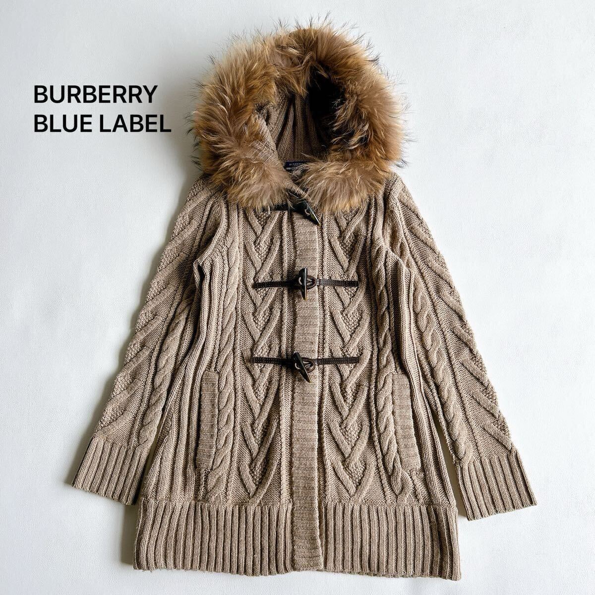 【良品】バーバリー ブルーレーベル アンゴラ混 ダッフルコート ファー付 黒M COAT COLLECTION｜BLUE LABEL CRESTBRIDGE(ブルーレーベル