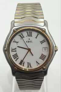 中古美品  EBEL エベル 1187143 SS/18K コンビ ホワイト文字盤 ボーイズ メンズ  クォーツ 腕時計 750 GOLD ベゼル