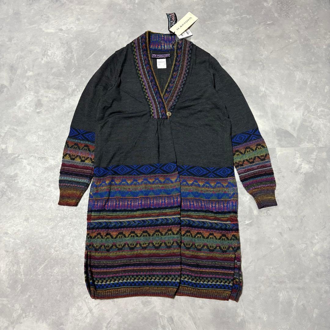 未使用 M.&KYOKO エムアンドキョウコ ショールカラーカーディガン M&KYOKO エムアンドキョウコ ショールカラーコート ニットカーディガン