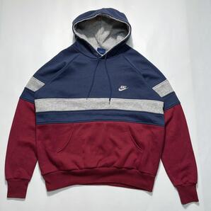 80's NIKE ナイキ 紺タグ プルオーバー パーカー フーディ L ビンテージ ワンポイント 刺繍スウッシュ 80年代ヴィンテージ HTK7270