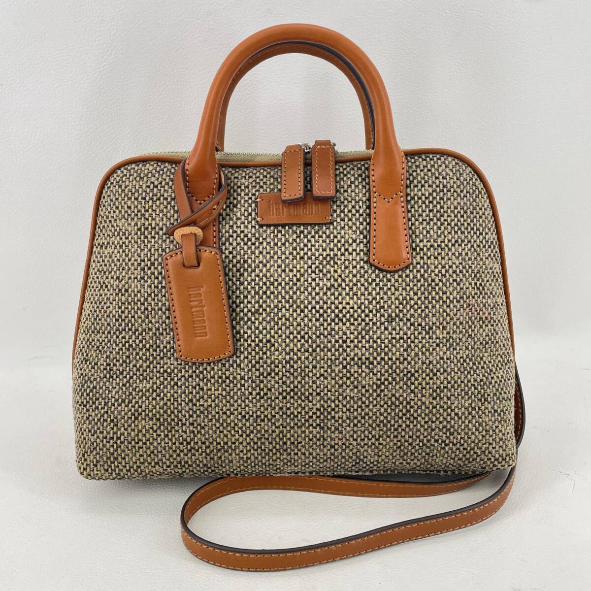 【未使用級】ハートマン ツイード×レザー 2way ビジネスバッグ ボストン ハートマン 2way ツイード×レザー ボストンバッグ hartmann