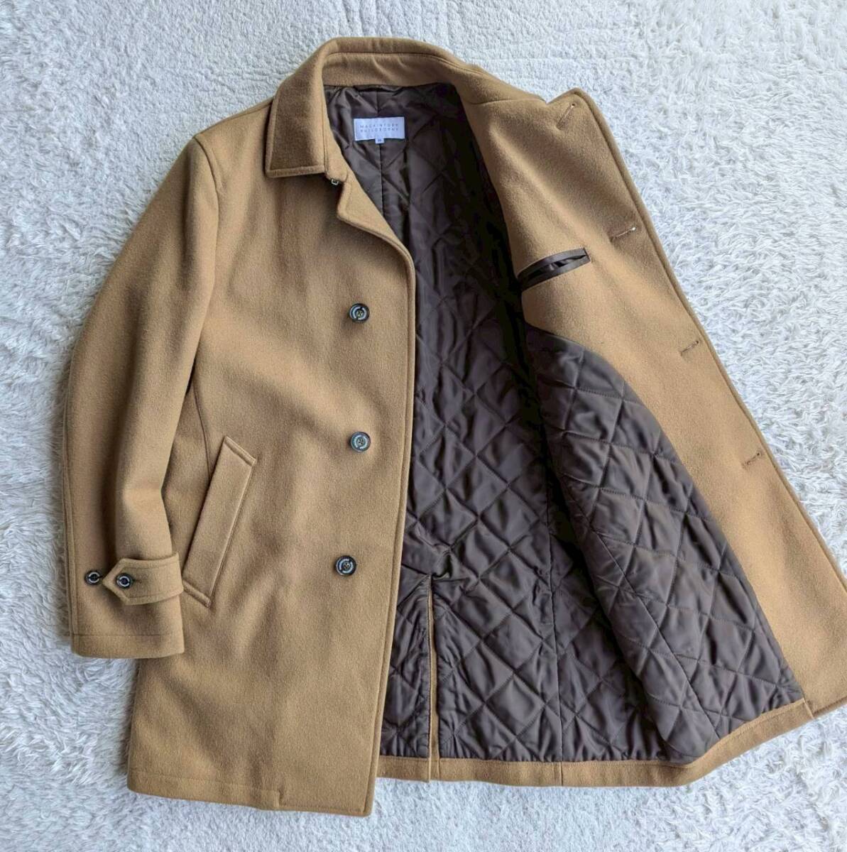 極美品 マッキントッシュフィロソフィー Pコート キャメル 38 M r9b52-866_03.jpg