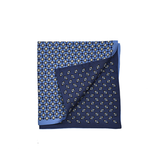 Новый Новый Zegna ZEGNA карманный начальник двусторонний мужской 100% шелк, мелкий рисунок, цветочный, темно-синий 408613