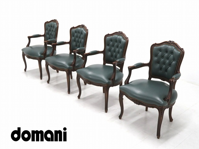 domaniドマーニ【ルイXV】総革チェア 24万・猫脚・鋲打ち・ボタン留め domaniドマーニ【ルイXV】総革チェア 24万・猫脚・鋲打ち