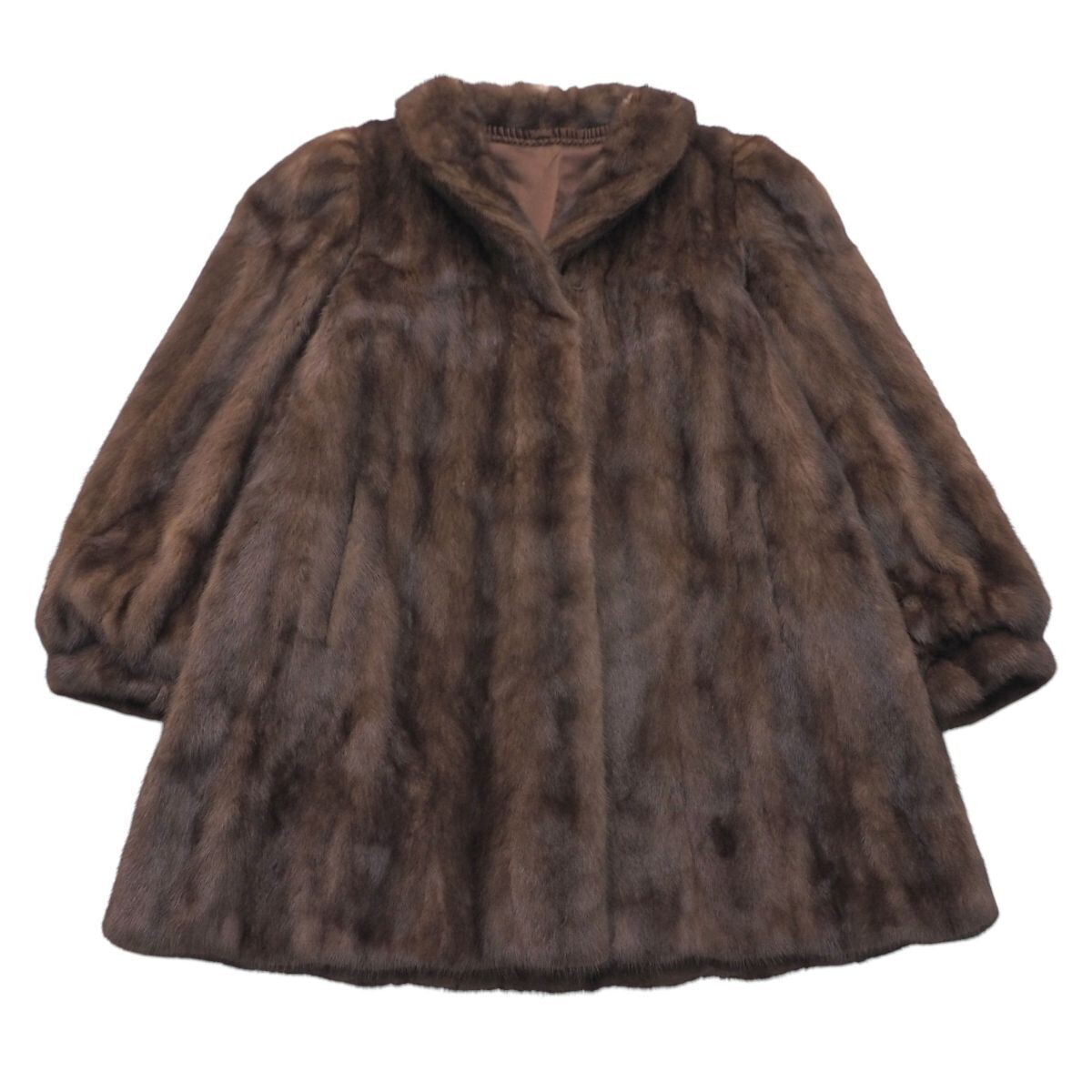 最高級　毛皮 美品　サガミンク　リアルファー　ミドル丈コート　ダークブラウン　M 楽天市場】【中古】サガミンク SAGA MINK コート 毛皮 ミンク