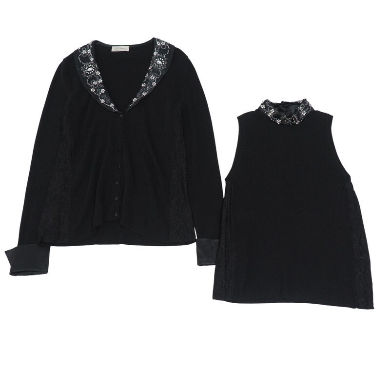 中古難有★希少柄★アンナモリナーリ★アンサンブル★カーディガン＆キャミソール 中古難有☆希少柄☆アンナモリナーリ☆アンサンブル