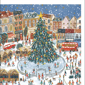 クリスマス 街並みのツリー グリーティングカード イギリス 製 ポストカード クリスマスカード クリスマスツリー パタミン