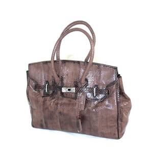 本革 パイソンレザー スネークスキン ヘビ革 ベルト ハンドバッグ 鞄 レディース 6783