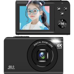 デジカメ 4K動画 6800万画素 オートフォーカス 笑顔検出カメラ YouTubeカメラ 初心者向け ウェブカメラ