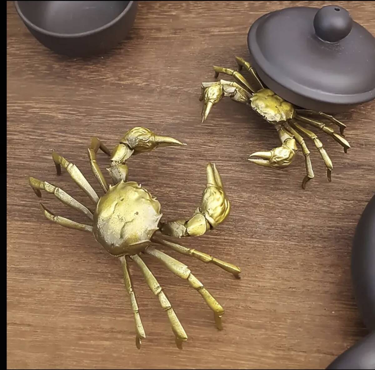 銅製置物　蟹　カニ　茶道具　雨宮宗作　刻印あり　金工品　美術品 Yahoo!オークション - 銅製置物 蟹 カニ 茶道具 雨宮宗作 刻印
