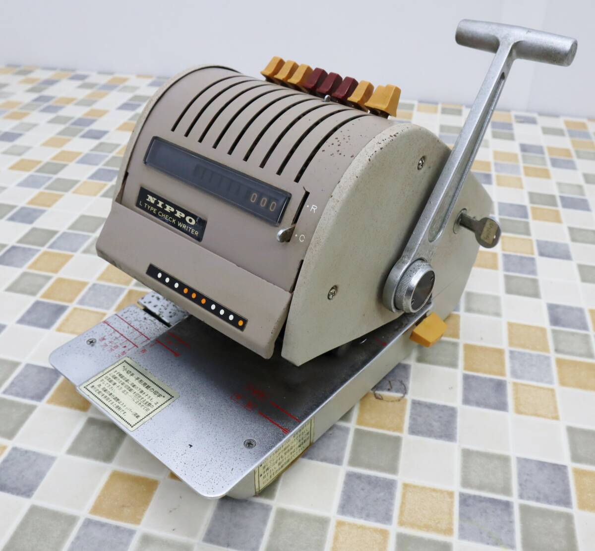 昭和 レトロ　小切手　チェックライター　NIPPO ニッポー　BS型 文具 昭和 レトロ 小切手 チェックライター NIPPO ニッポー BS型 文具
