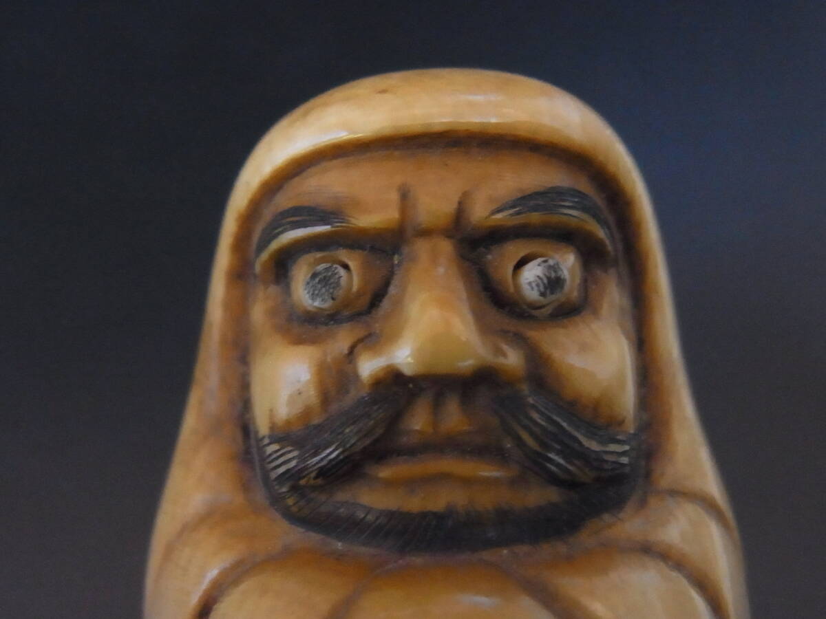 送料無料　時代物　古牙彫根付　幅4.5ｃｍ　重27ｇ 送料無料 時代物 古牙彫根付 幅4.5cm 重27g