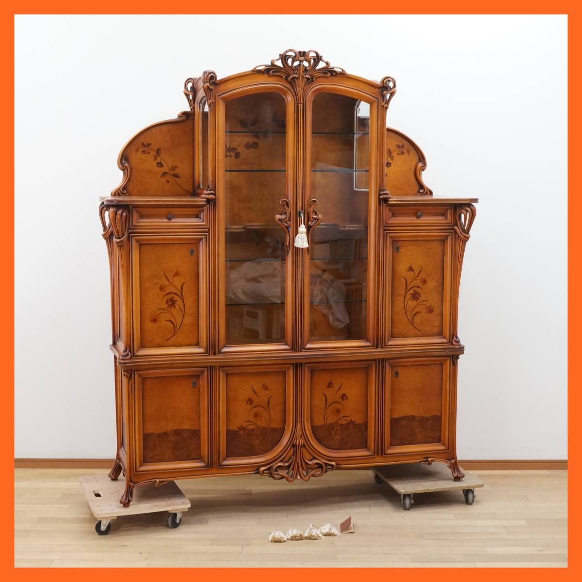 GMIS192○イタリア製 ガラスキャビネット 象嵌細工 バーズアイメープル キ GMIS192○イタリア製 ガラスキャビネット 象嵌細工 バーズアイ