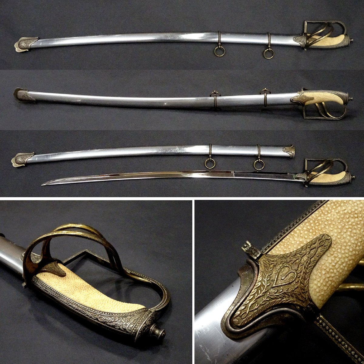 戦前～第二次大戦頃　実物　刀緒箱付き3点セット　軍刀　指揮刀 戦前～第二次大戦頃 実物 刀緒箱付き3点セット 軍刀 指揮刀