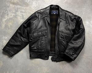 美品 希少 Nino Cerruti 80s 90s vintage レザー ブルゾン ブラック M シープレザー 羊革 本革 黒 短丈 ショート丈 ジャケット ライダース