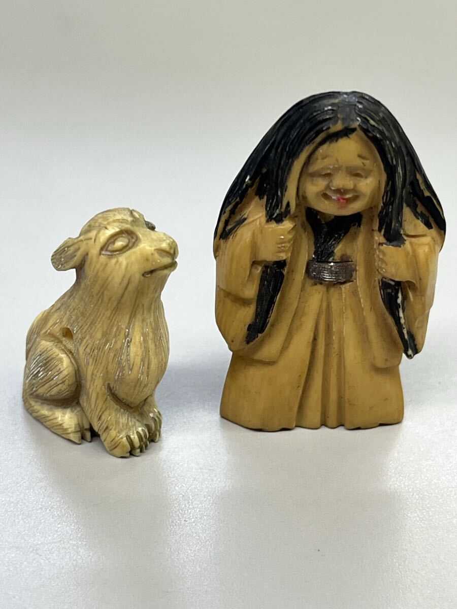 彫刻　根付　置物 極上 置物 根付 彫刻 置物 細密細工 骨董 アンティーク - メルカリ