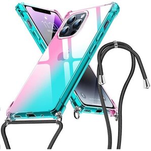 iPhone 13 Pro 用 ケース TPU クリア カバー ピンク/グリーン Q47-JBDS-13P-FL 223