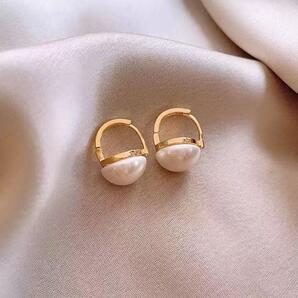 N6291 パールピアス レディースピアス S925 リングピアス/ゴールド