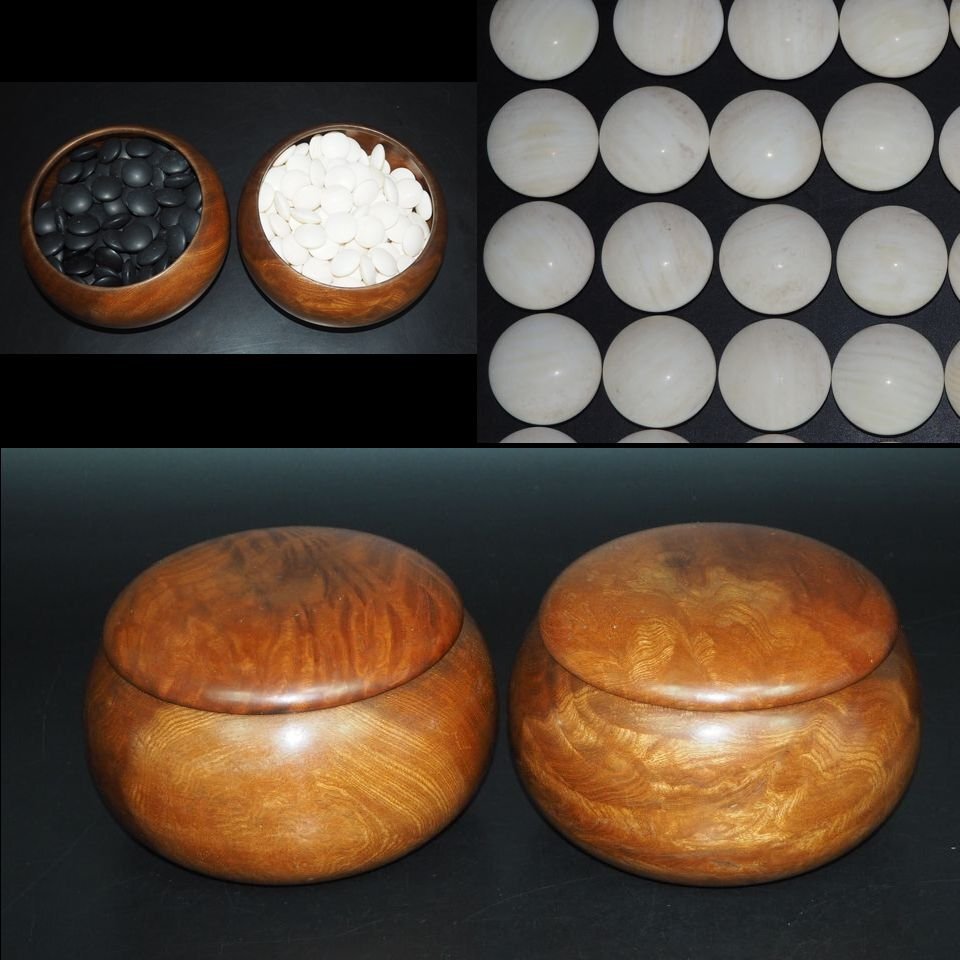 送料無料　日向特産　日向スワブデ蛤碁石36号・碁笥セット　旧家蔵出 SET146】日向特産蛤碁石（日向産スワブテ蛤）雪印35号・御蔵島