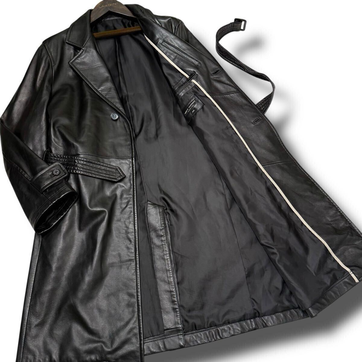 未使用級 メンズティノラス レザーコート ダブル 羊革 ラムレザー マキシ丈 未使用級 メンズティノラス レザーコート ダブル 羊革