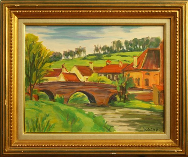 今関アキラコ、【丘の街（イタリア）】、希少な画集画、新品高級額 今関アキラコ、【丘の街（イタリア）】、希少な画集画、新品高級額