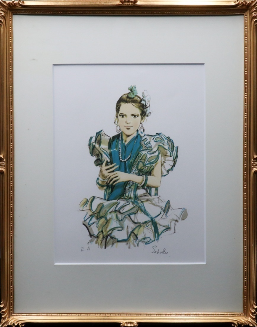 斎藤三郎、『娘・マリヤ』、希少な画集より、新品高級額・額装付 斎藤三郎「少女マリア」リトグラフ 絵画買取・販売の小竹美術