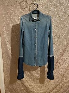 mm6 martin margiela mm⑥ マルタンマルジェラ イタリア製 ドッキング デニムシャツ 長袖シャツ 0706