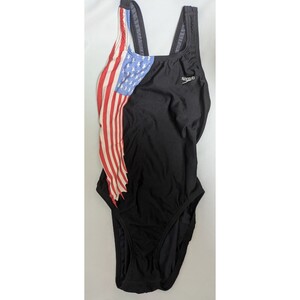 speedo スピード 競泳水着 ブラック 星条旗 ハイカット ハイレグ L〜XLサイズ 大きいサイズ 海外製 アメリカ
