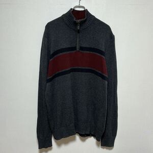 Eddie Bauer エディー・バウアー ハーフジップ コットンニットセーター ボーダー トールサイズ