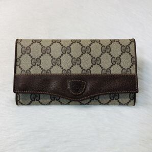 早い者勝ち 美品 GUCCI グッチ ヴィンテージ 希少 がま口 PVC レザー ロングウォレット PVC レザー バイカラー GGロゴ