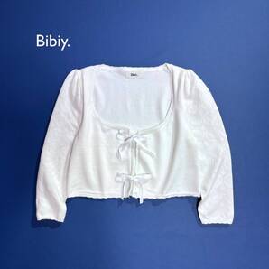 ci111 Bibiy. パフスリーブニットカーディガン リボン ボレロ ショート丈 カーディガン ビビィ ヴィヴィ