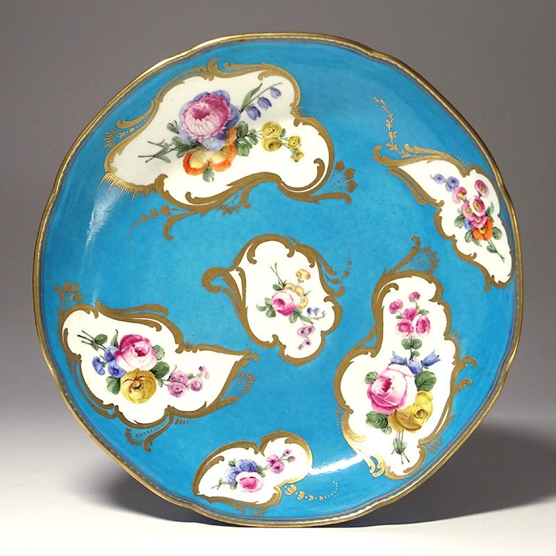 セーブル Sevres 1790年頃 イエローボーダー 昼顔のディナープレート セーブル Sevres 1790年頃 イエローボーダー 昼顔のディナープレート