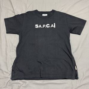 sacai × A.P.C. Tシャツ サイドジップ ロゴ スウェットTシャツ 黒 L