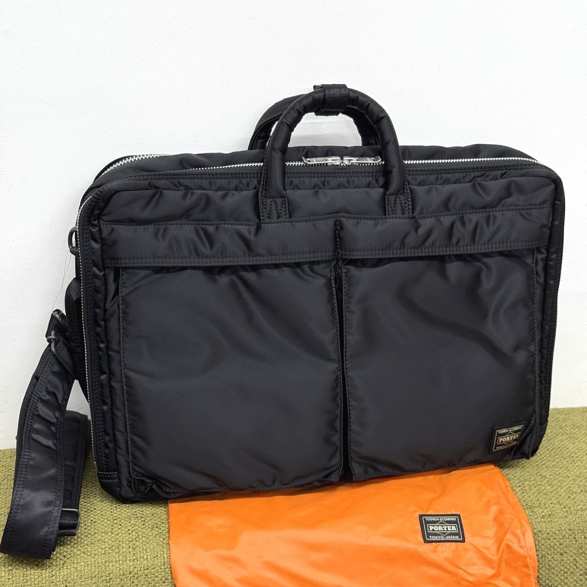 【美品】ポーター　タンカー　ビジネスバッグ　A4 ブラック 美品】PORTER TANKER タンカー ブリーフケース ビジネス A4可