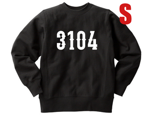 リバース縫製 サイドリブ 3104 SWEAT BLACK S/黒ビンテージスウェットチャンピオンカレッジロゴナンバリングランナーズタグランタグusa古着