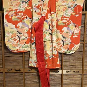 祝い着女子供 産着熨斗目着物 3歳祝い着兼用 お宮参り用 の着物K115