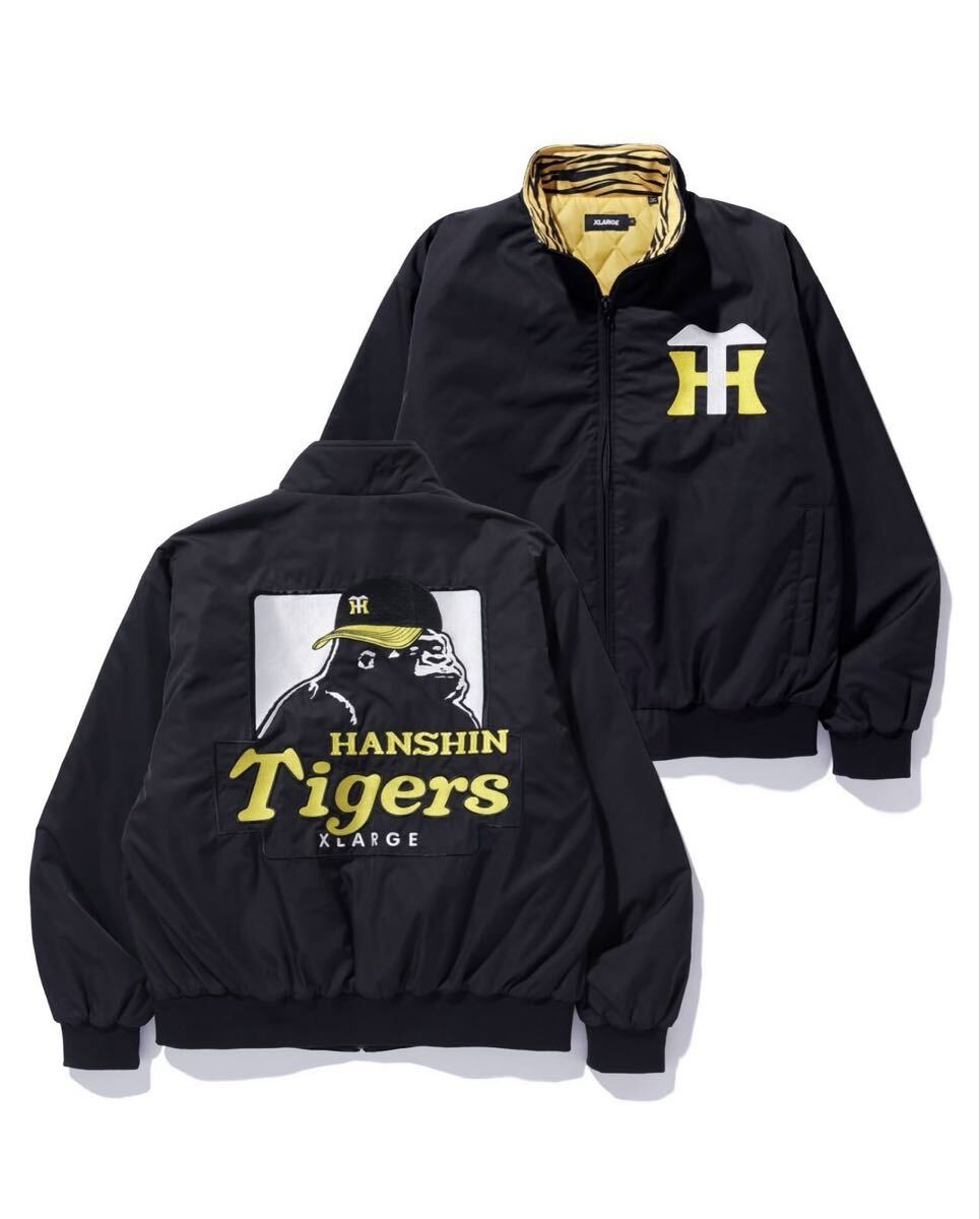 未使用 阪神タイガース デサント製 ナイロンジャケット スカジャン ジャンバー スポーティーなスカジャン風ボンバージャケット。 左胸の