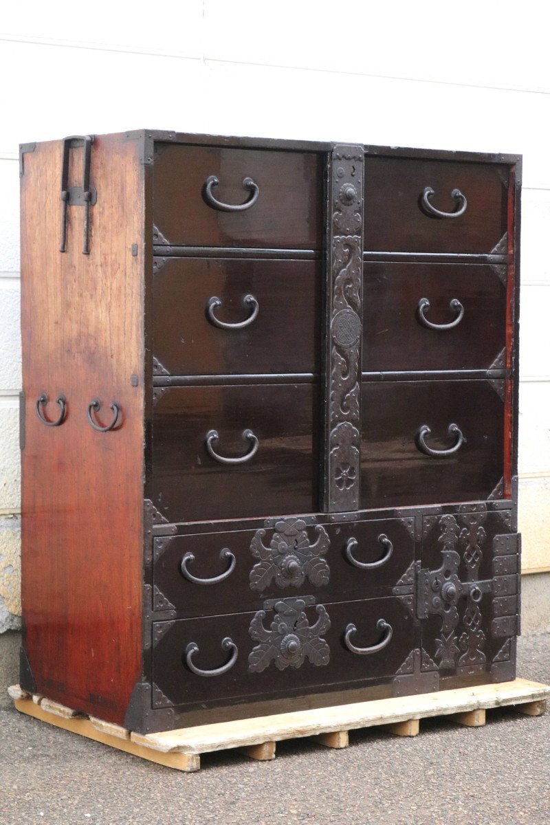 庄内箪笥・引出4杯・中桐 古民家/ローボード/古民藝/時代箪笥/チェスト 骨董 庄内箪笥・引出4杯・中桐 古民家/ローボード/古民藝/時代箪笥