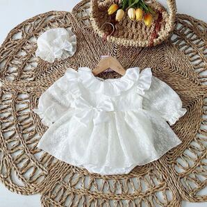 新品 ベビードレス お食い初め お宮参り ロンパース ワンピース 退院着 新生児 ドレス 結婚式 女の子