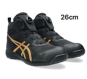 限定カラー asics アシックス CP214LC 001 ブラック×Pゴールド 安全靴 26cm