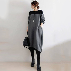 Новый * уникальная цветовая схема длинное платье с длинными рукавами, красивый, женский высокой талией, элегантный, похудение, коммутации, макси-длины длинное платье * серый