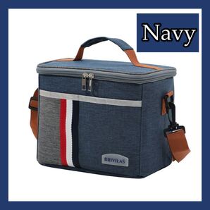 【ネイビー】クーラー 保冷保温 バッグ 2way 7L 運動会 ピクニック 軽量 BBQ アウトドア 遠足 買い物 お弁当 Wファスナー おしゃれ 機能性