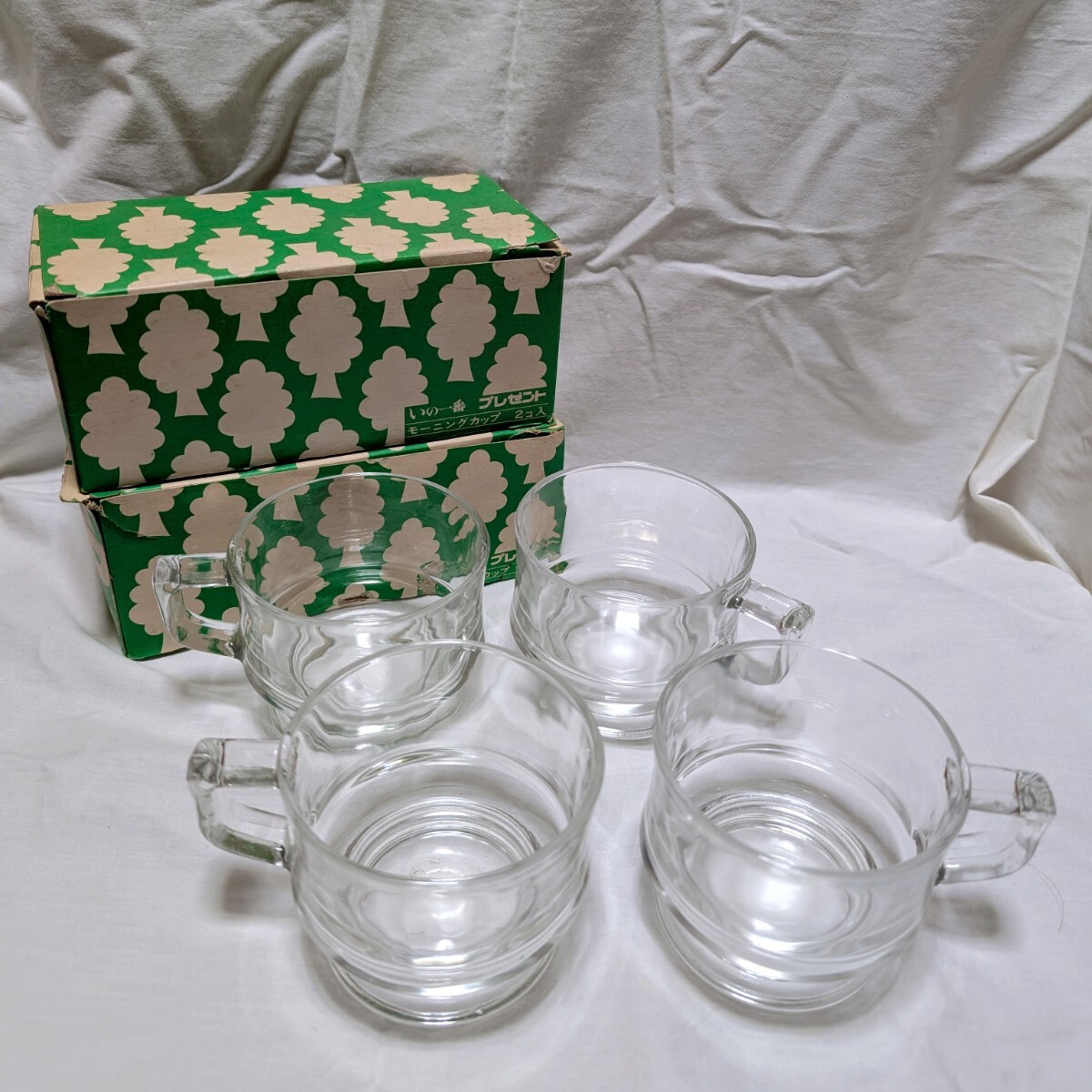 ガラスモーニングカップ２箱(２個入×2)タケダ食品　いの一番 ノベルティ　非売品