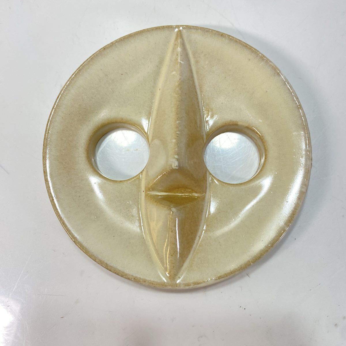 太陽の塔　信楽焼オブジェ、レリーフ　２個セット △岡本太郎 太陽の塔 信楽焼 レリーフ 2点△壁掛け/オブジェ