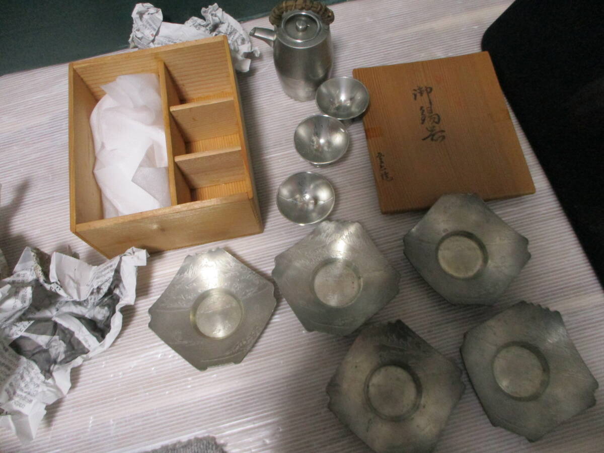 茶道具　 錫製　 茶入　茶托　建水セット 共箱あり Yahoo!オークション -「錫 茶托」の落札相場・落札価格