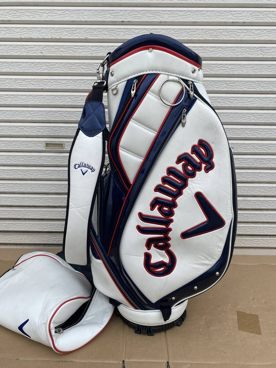 新品未使用Callaway キャディバッグ ネームプレート付きホワイトブラック Callaway ☆付属ネームタグ名入れ無料☆キャロウェイ 2024FW SPL