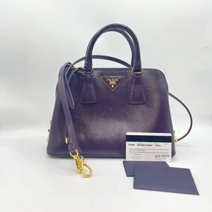 1円 ◎極美品◎ PRADA プラダ ハンドバッグ サフィアーノ ガレリア ショルダーバッグ ゴールド金具 2way レザー
