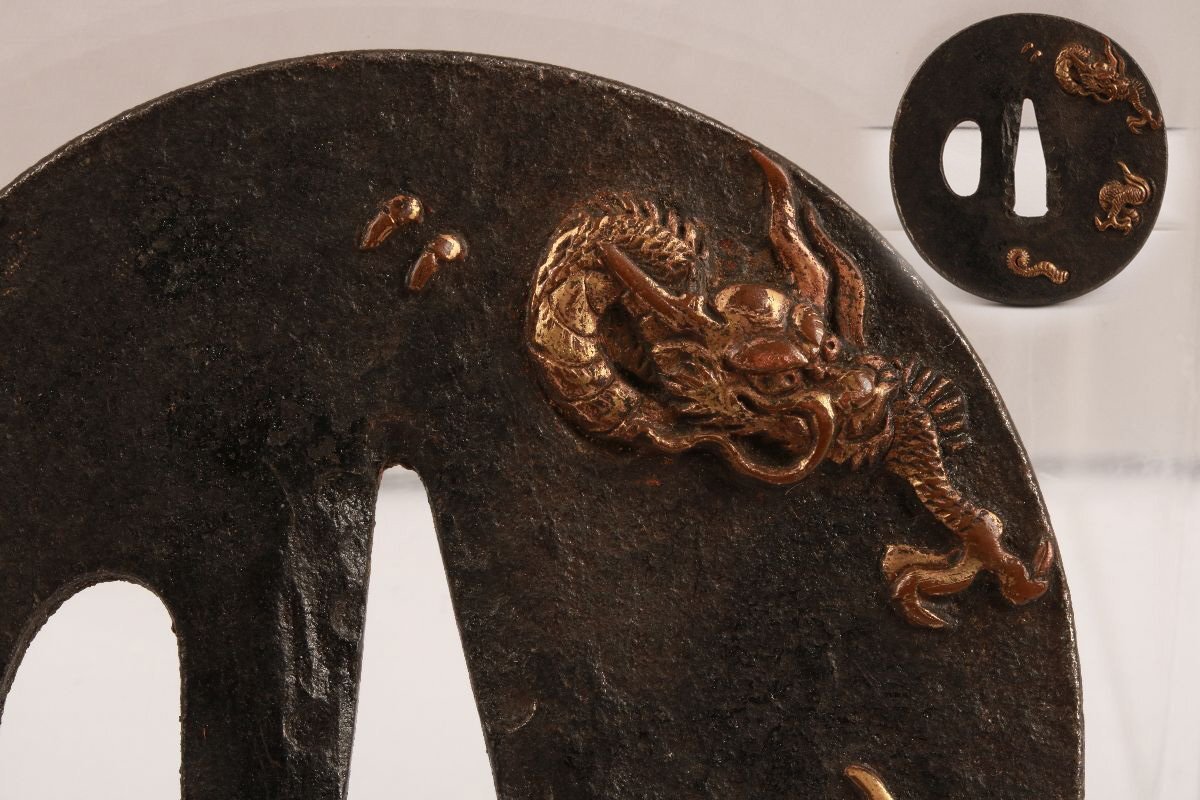 日本刀　鍔　時代物　刀装具　象嵌入り　古美術 鍔 無銘 与四郎2 (TU-070713)｜刀・日本刀の販売なら日本刀専門